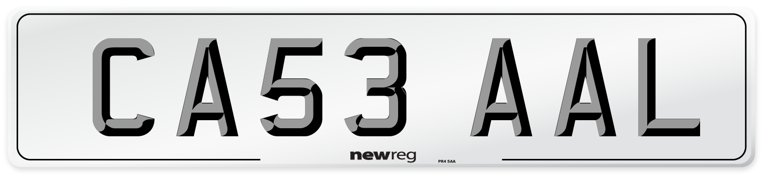 CA53 AAL Number Plate from New Reg